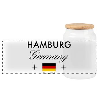 Hambourg, Allemagne, coordonne le souvenir de voyage - Boîte à biscuits avec couvercle en bois - blanc - Devant