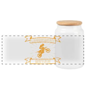 Biker Bryan - Panoramic Cookie Jar with Wooden Lid - white - Front