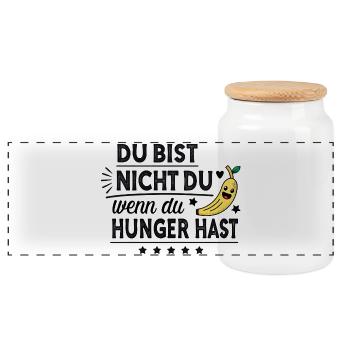 Du bist nicht du, wenn du Hunger hast - Panorama Keksdose mit Holzdeckel - Weiß - Vorne