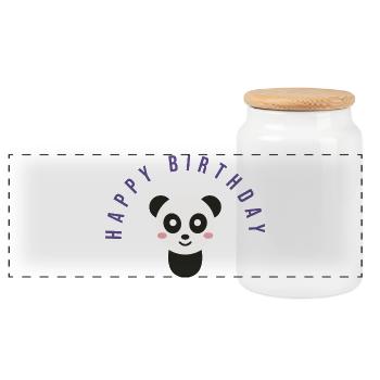 HAPPY BIRTHDAY. HAPPY BIRTHDAY. ANNIVERSARY. - Panoramic Cookie Jar with Wooden Lid - white - Front