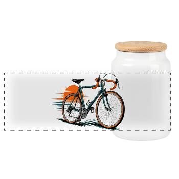 Bicycle icon with sunny background - Panoramic Cookie Jar with Wooden Lid - white - Front
