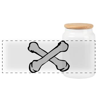 Crossing Bones Silhouette - Panoramic Cookie Jar with Wooden Lid - white - Front