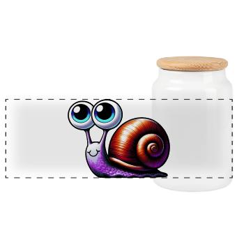 Schnecke - Panorama Keksdose mit Holzdeckel - Weiß - Vorne