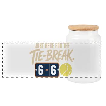 Tie-Break 6-6 Anzeigetafel Retro Tennis - Panorama Keksdose mit Holzdeckel - Weiß - Vorne