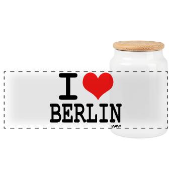 i love berlin - Panorama Keksdose mit Holzdeckel - Weiß - Vorne