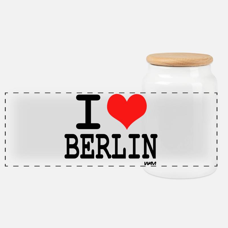 i love berlin - Panorama Keksdose mit Holzdeckel - Weiß