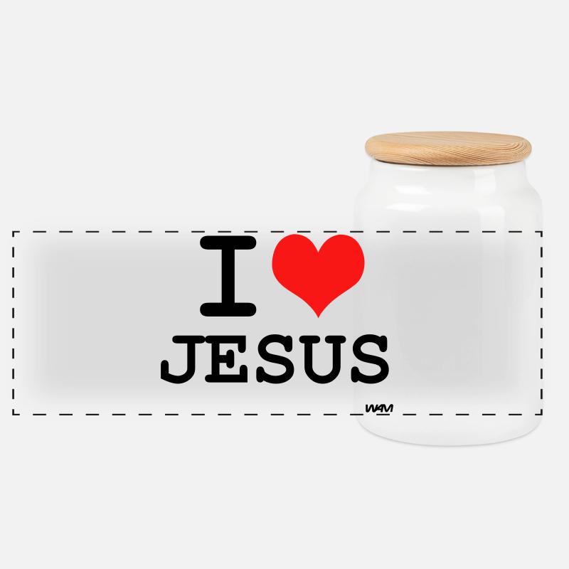 jesus - Panorama Keksdose mit Holzdeckel - Weiß