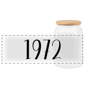 1972 - Panoramic Cookie Jar with Wooden Lid - white - Front