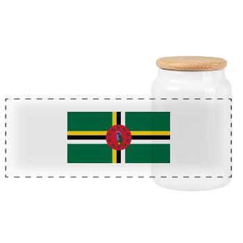 Flag of Dominica, Drapeau de la Dominique - Boîte à biscuits avec couvercle en bois - blanc - Devant