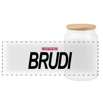 CERTIFIED BRUDI - Panoramic Cookie Jar with Wooden Lid - white - Front