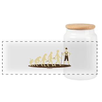 Evolution Bayer - RAHMENLOS Geschenk - Panorama Keksdose mit Holzdeckel - Weiß - Vorne