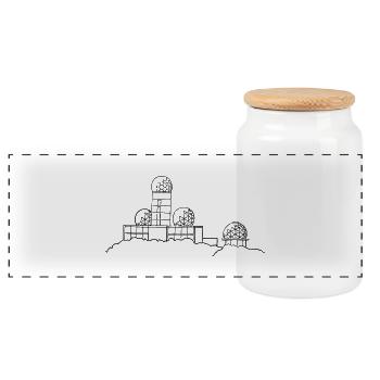 Listening station on Teufelsberg - Panoramic Cookie Jar with Wooden Lid - white - Front