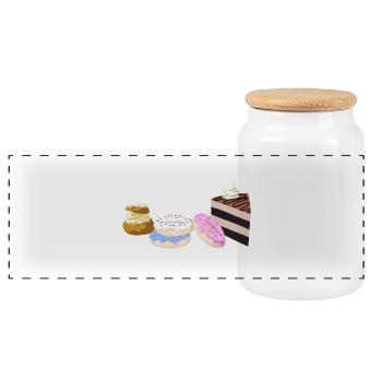 Gâteaux - Boîte à biscuits avec couvercle en bois - blanc - Devant