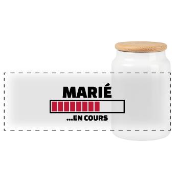 marié en cours - Boîte à biscuits avec couvercle en bois - blanc - Devant