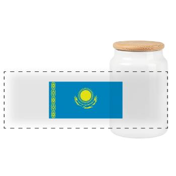 kazakstan flag - Panorama Keksdose mit Holzdeckel - Weiß - Vorne