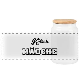 Kölsch Mädche - Panorama Keksdose mit Holzdeckel - Weiß - Vorne