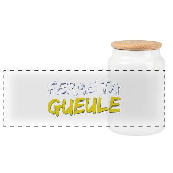 Ferme ta gueule - Boîte à biscuits avec couvercle en bois - blanc - Devant