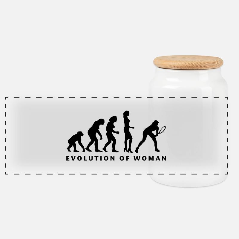 evolution_female_tennis_b_1c - Boîte à biscuits avec couvercle en bois - blanc