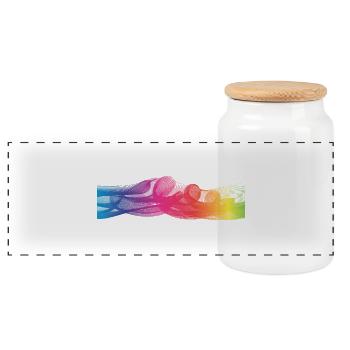 Bunte Farben - Panorama Keksdose mit Holzdeckel - Weiß - Vorne