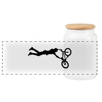 BMX Bicycle Sports Bike - Boîte à biscuits avec couvercle en bois - blanc - Devant