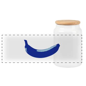 Banane-Blue - Panorama Keksdose mit Holzdeckel - Weiß - Vorne