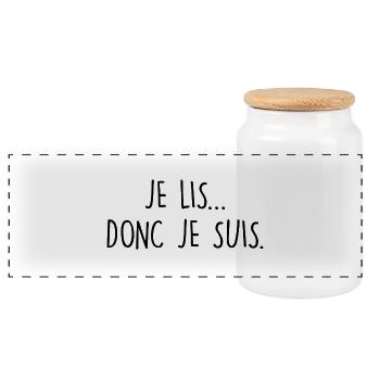 Je lis donc je suis - Boîte à biscuits avec couvercle en bois - blanc - Devant