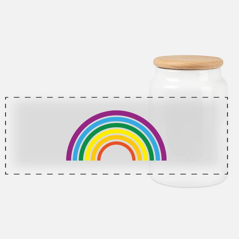 Regenbogen - Panorama Keksdose mit Holzdeckel - Weiß