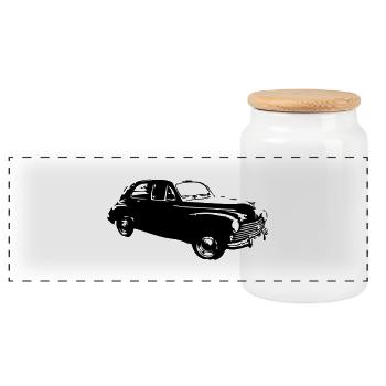 vintage voiture 203 ok2 - Boîte à biscuits avec couvercle en bois - blanc - Devant