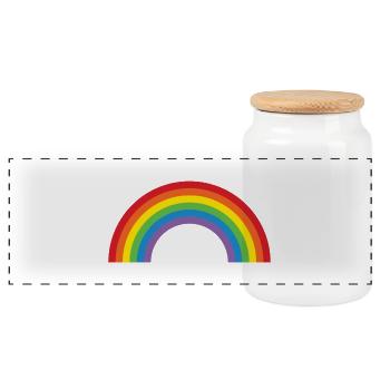 Rainbow - Panoramic Cookie Jar with Wooden Lid - white - Front