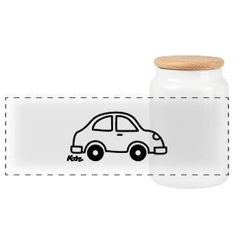 Auto - Boîte à biscuits avec couvercle en bois - blanc - Devant