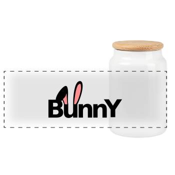 Bunny Hasenohren Löffel Kaninchen Osterhase - Panorama Keksdose mit Holzdeckel - Weiß - Vorne