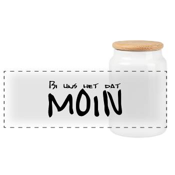 Bi uns dat het MOIN - Panoramic Cookie Jar with Wooden Lid - white - Front