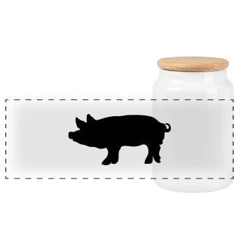 pig pig pig pork1 - Panoramic Cookie Jar with Wooden Lid - white - Front