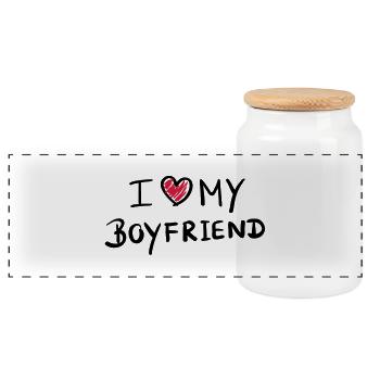 i love my boyfriend - design - Panorama Keksdose mit Holzdeckel - Weiß - Vorne