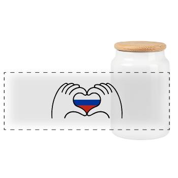 Coeur Russie - Boîte à biscuits avec couvercle en bois - blanc - Devant