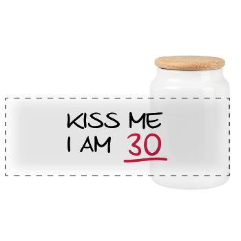 kiss me i am 30 birthday (de) - Panorama Keksdose mit Holzdeckel - Weiß - Vorne