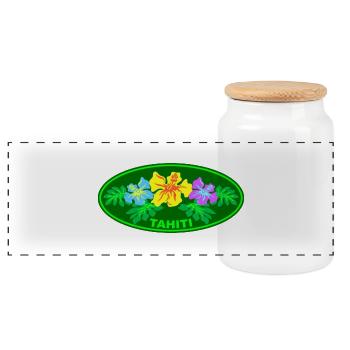 tahiti hibiscus - Boîte à biscuits avec couvercle en bois - blanc - Devant