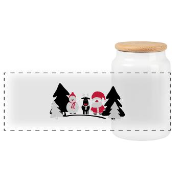 christmas crew 2 - Panoramic Cookie Jar with Wooden Lid - white - Front