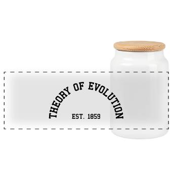 Theory of Evolution - Est. 1859 (Half-Circle) - Panoramic Cookie Jar with Wooden Lid - white - Front