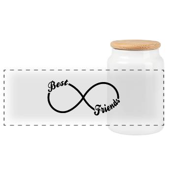 Best friends - infinity - Panoramic Cookie Jar with Wooden Lid - white - Front