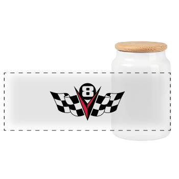 V8 Puissance 2c - Boîte à biscuits avec couvercle en bois - blanc - Devant