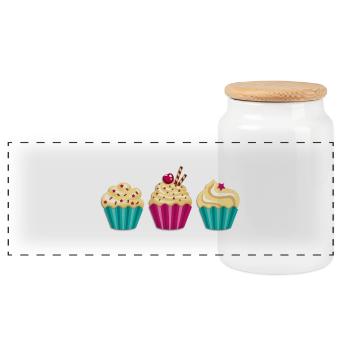 Cupcake - Muffin - Donut - Eis - Schokolade - DD - Boîte à biscuits avec couvercle en bois - blanc - Devant