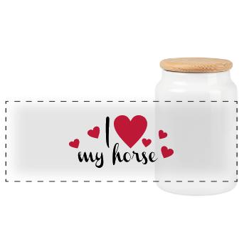 cheval - Boîte à biscuits avec couvercle en bois - blanc - Devant