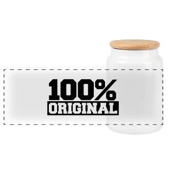 100 Percent Original - Panoramic Cookie Jar with Wooden Lid - white - Front