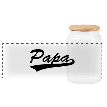 schwanger // Papa 20xx // Überraschung für Papa - Panorama Keksdose mit Holzdeckel - Weiß - Vorne