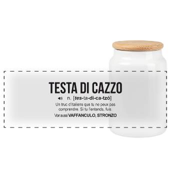 testa di cazzo definition - Boîte à biscuits avec couvercle en bois - blanc - Devant