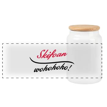 skifoan - skifahren - Panorama Keksdose mit Holzdeckel - Weiß - Vorne