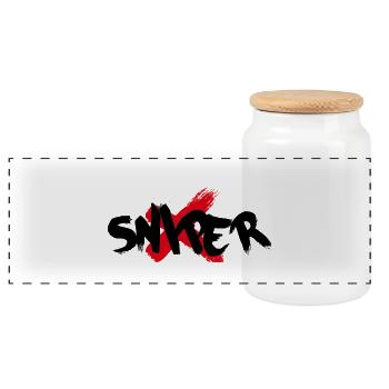 sniper - Panoramic Cookie Jar with Wooden Lid - white - Front