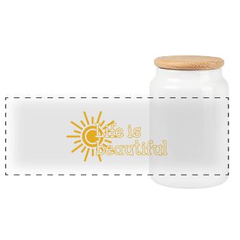 Life is beautiful - Boîte à biscuits avec couvercle en bois - blanc - Devant