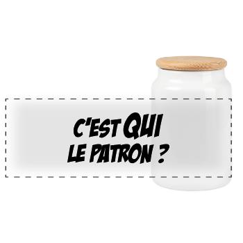 C'est QUI le Patron ? - Boîte à biscuits avec couvercle en bois - blanc - Devant